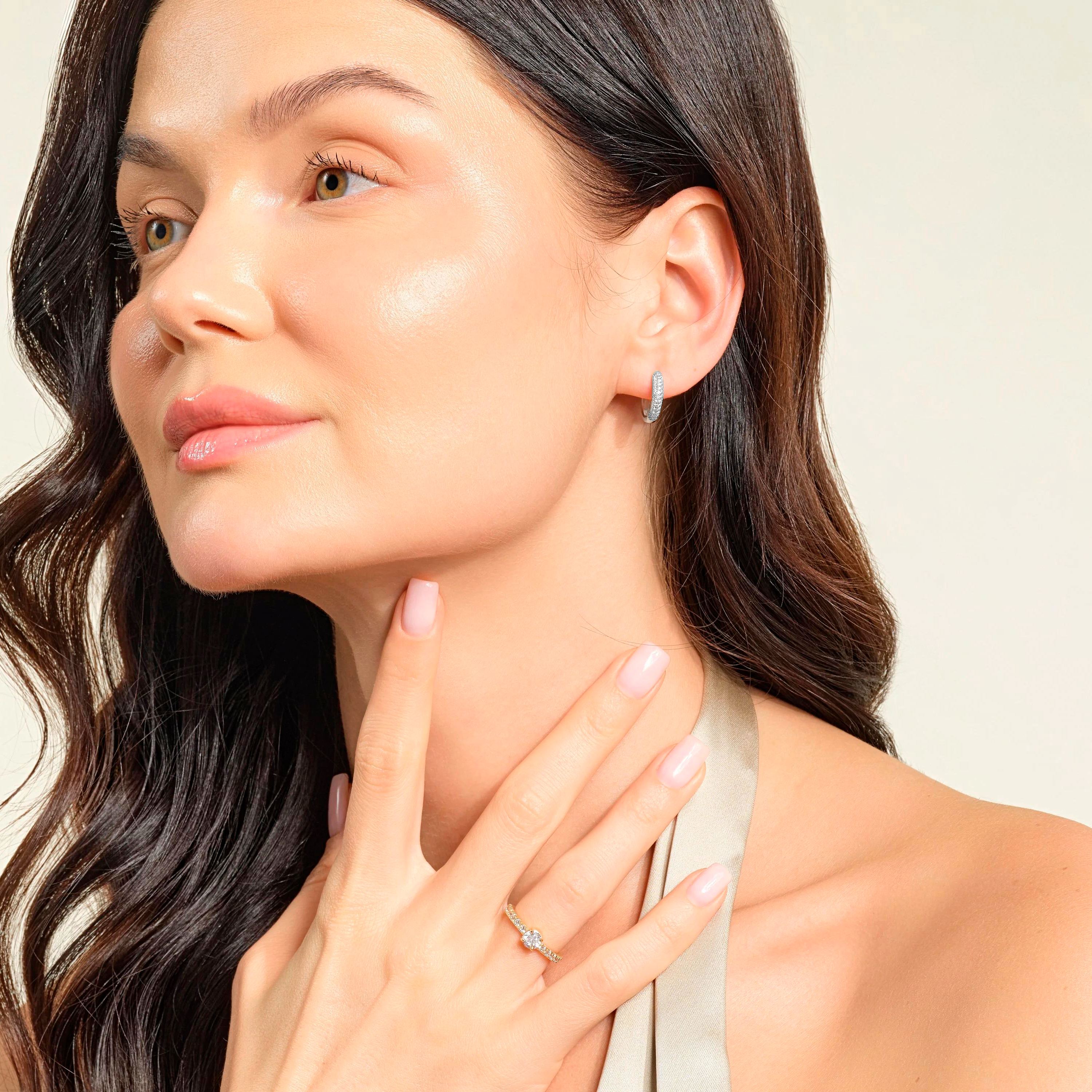 Three-Row Moissanite Hoop Earrings