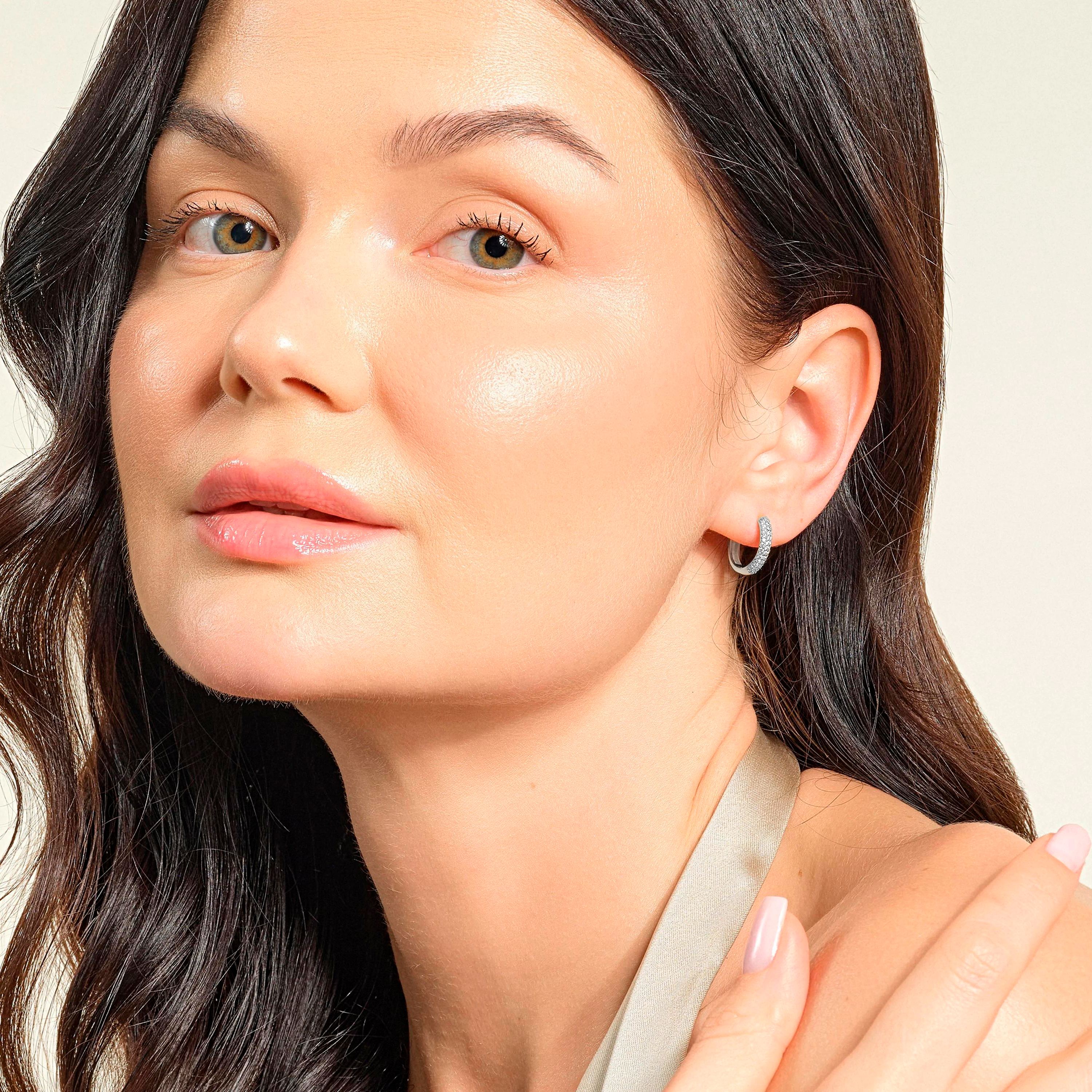 Three-Row Moissanite Hoop Earrings