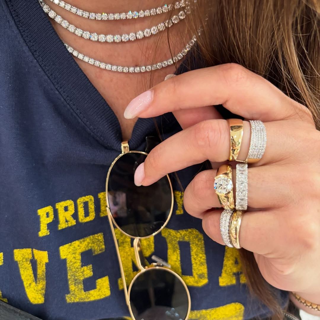 Half Bezel Moissanite Engagement Ring