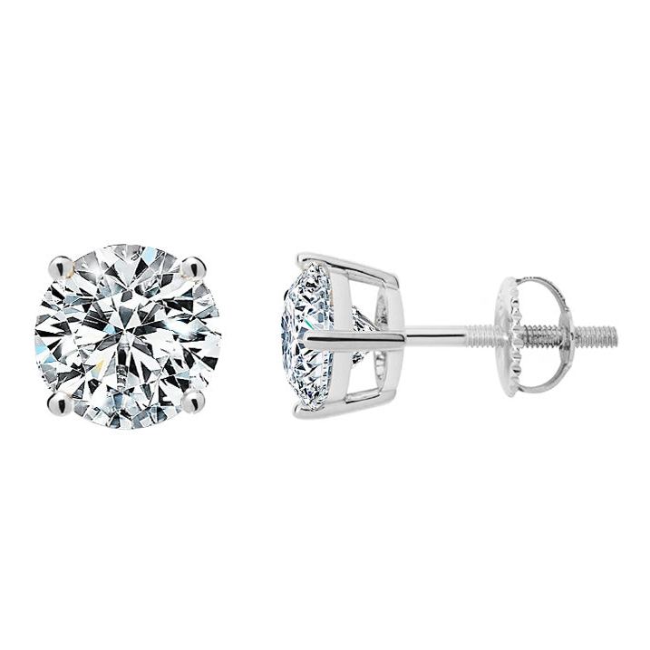 Four-Prong Screw Back Moissanite Earrings-VOOGME