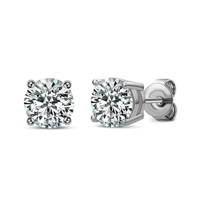 Basket Setting Four-Prong Moissanite Stud Earrings-VOOGME