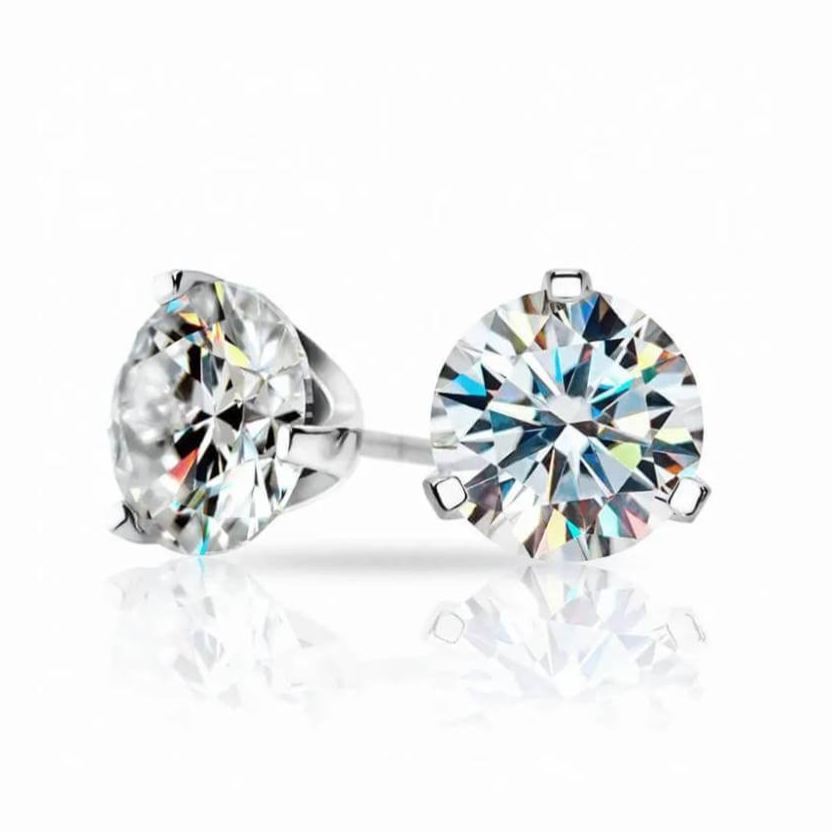 Classic Three-Prong Moissanite Stud Earrings
