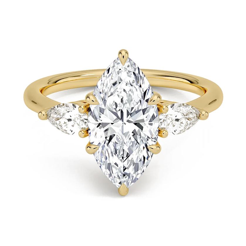 Opera Three-Stone Marquise Moissanite Ring