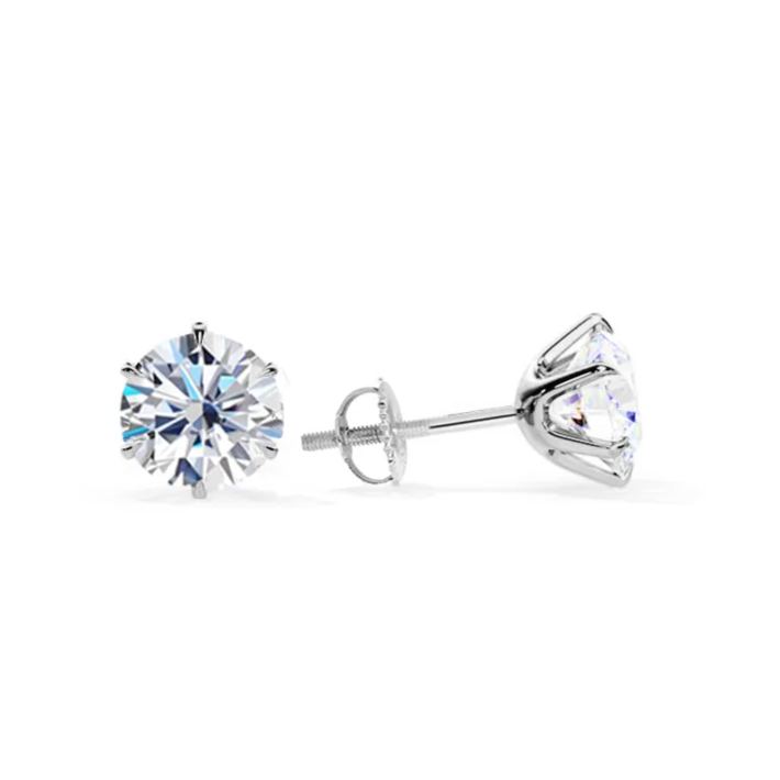 Six Prong Screw Back Moissanite Earrings-VOOGME