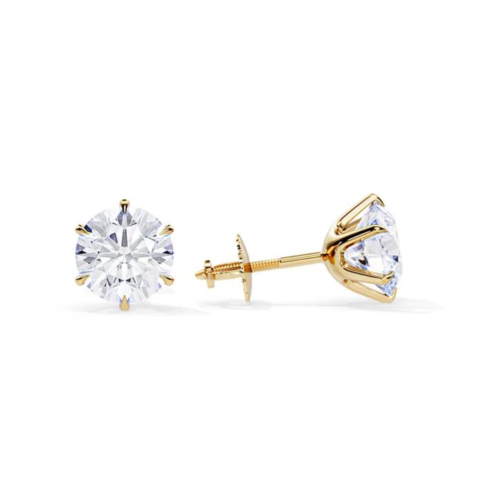 Six Prong Screw Back Moissanite Earrings-VOOGME
