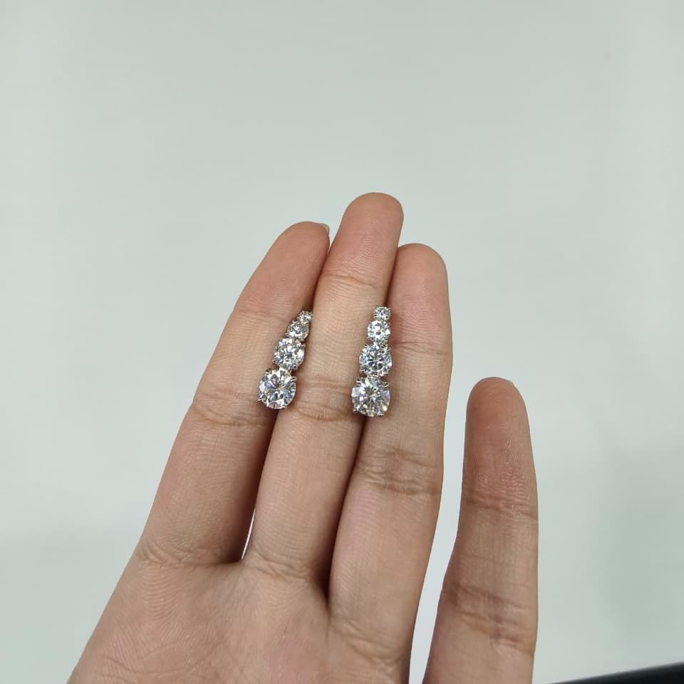 Carol Four-Stone Leverback Moissanite Earrings