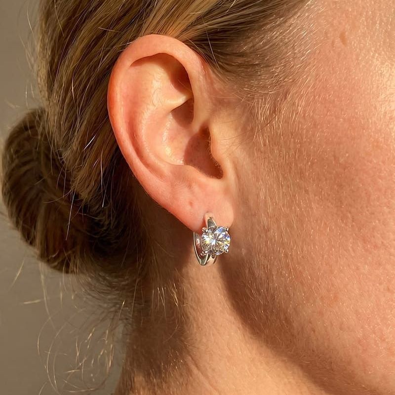Tracy Four-Prong Moissanite Hoop Earrings