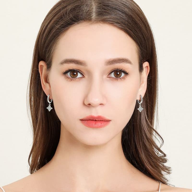 Classic Clover Moissanite Drop Earrings