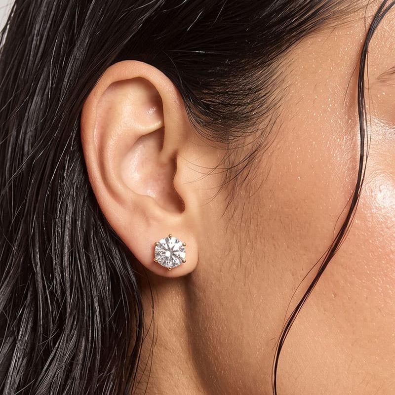 Demeter Basket Setting Six-Prong Moissanite Screw Back Earrings