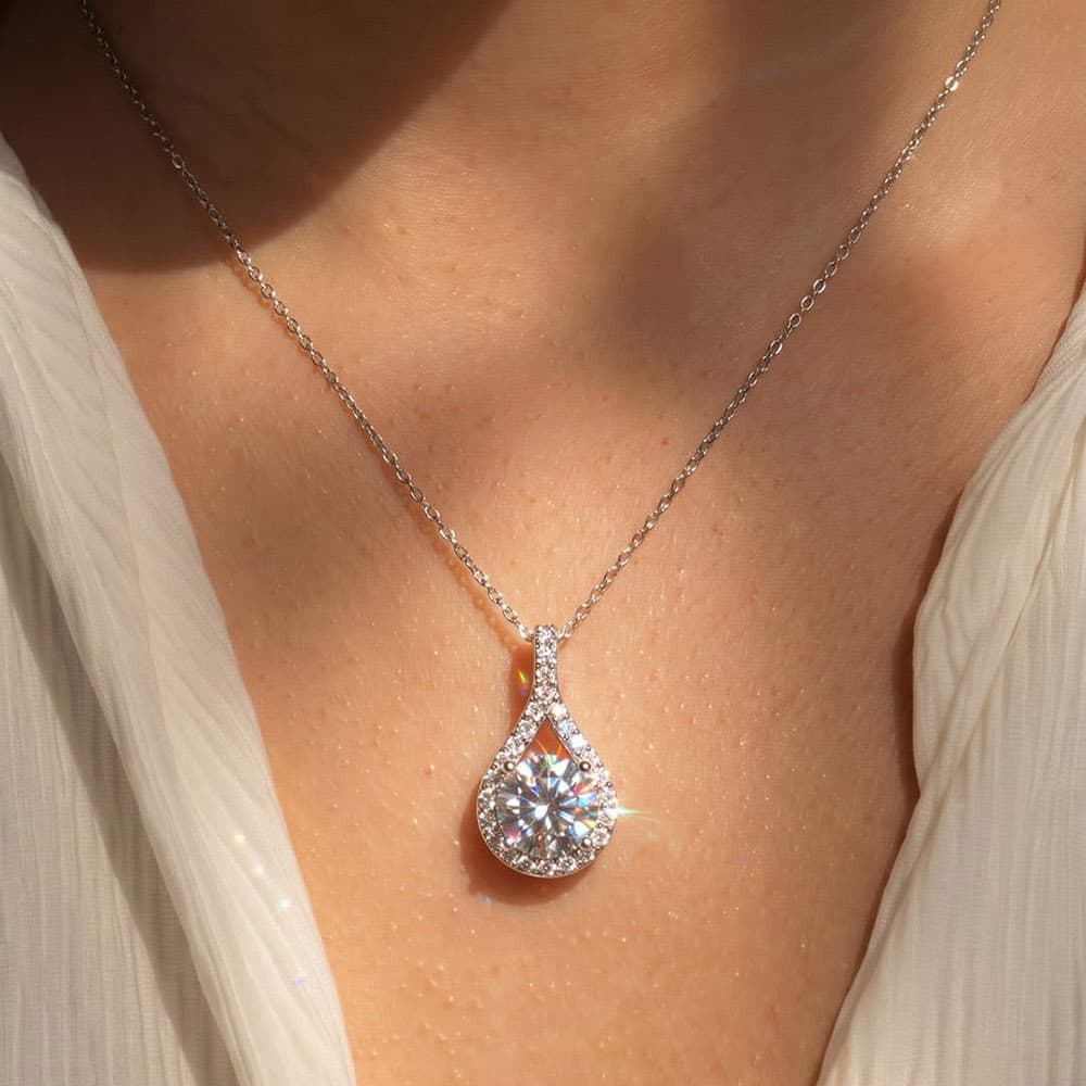 Fluid Halo Moissanite Pendant