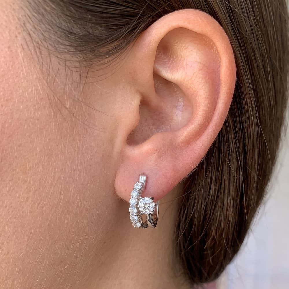 Irregular Double Layer Moissanite Hoop Earrings