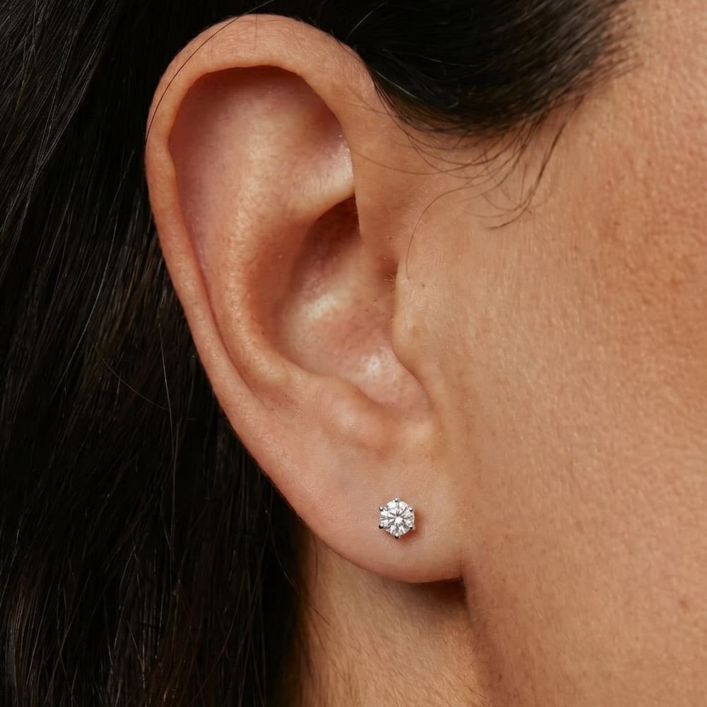 Six Prong Mainnet Moissanite Stud Earrings