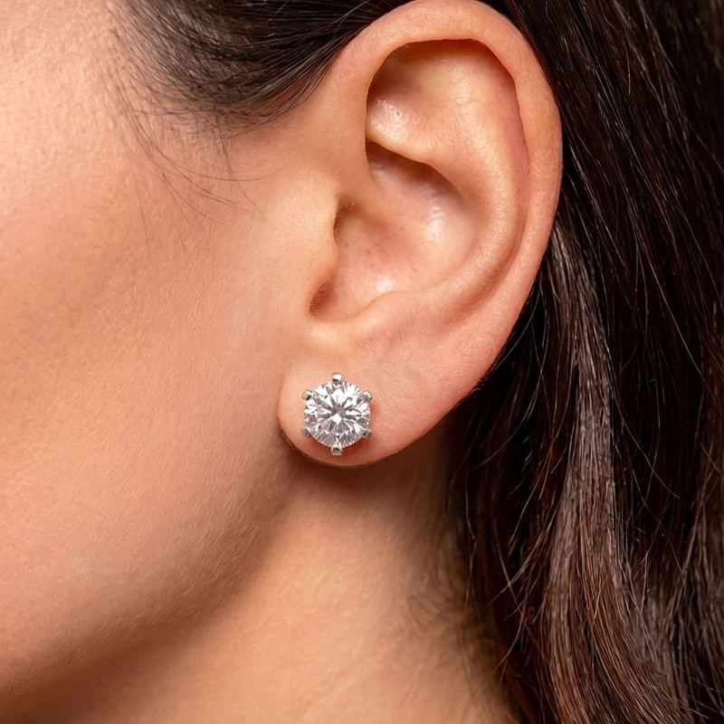 Paller Six Prong Moissanite Earrings