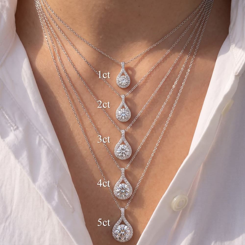 Fluid Halo Moissanite Pendant