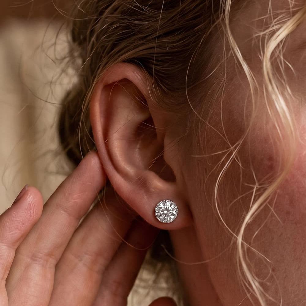 Cable Twist Moissanite Stud Earrings