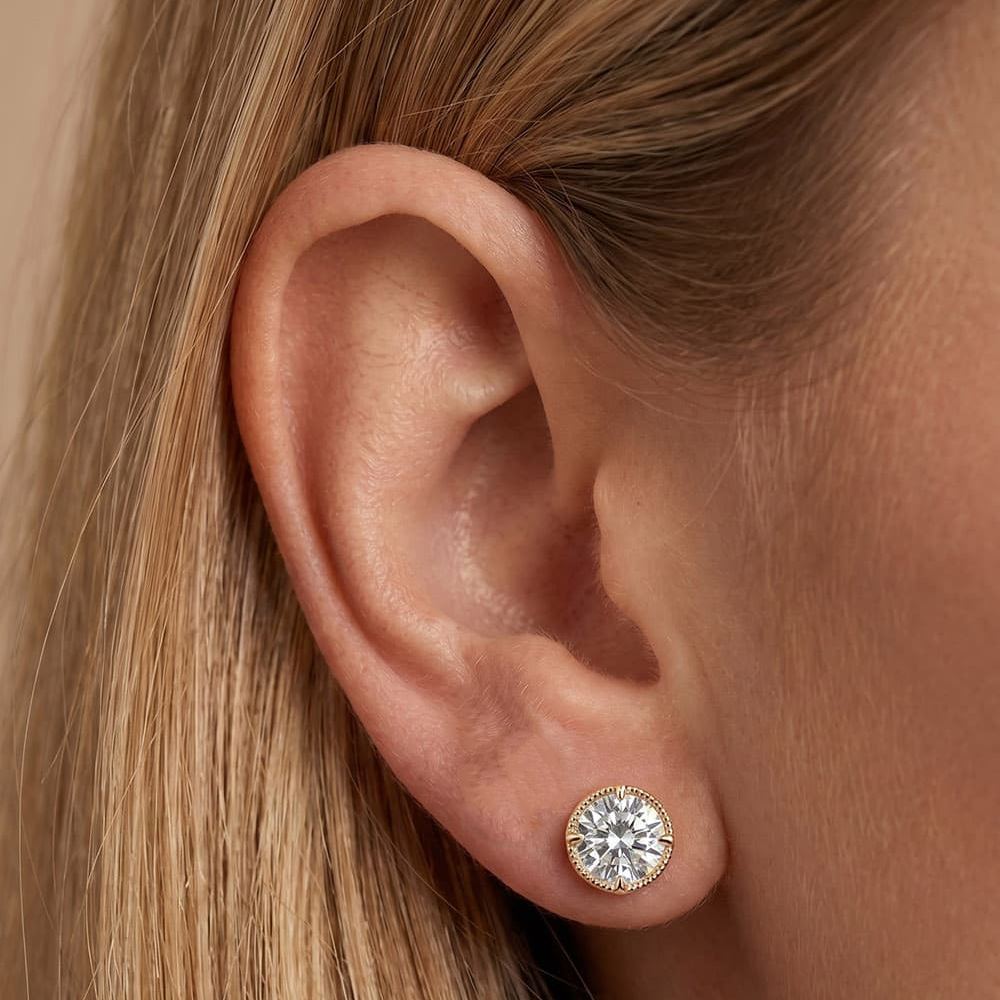 Cable Twist Moissanite Stud Earrings