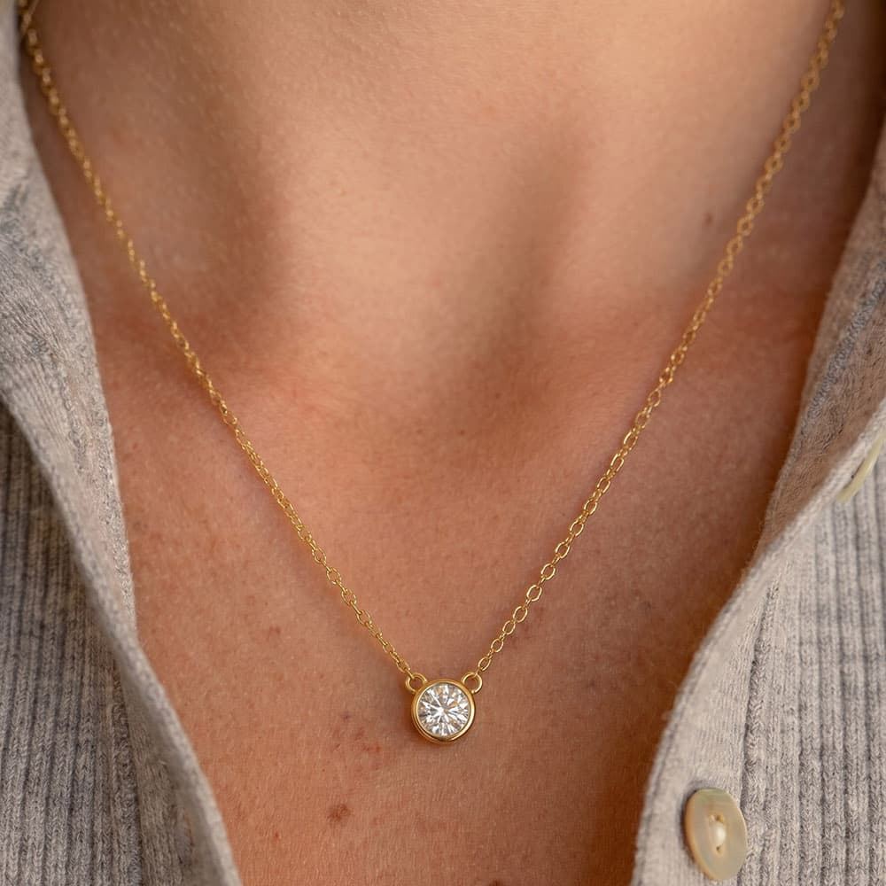 Bezel Setting Moissanite Pendant