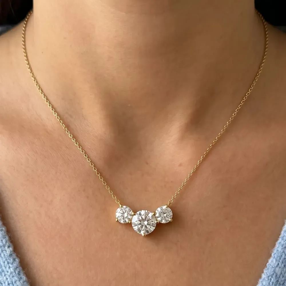 Classic Three Stones Moissanite Pendant 4.0 ct