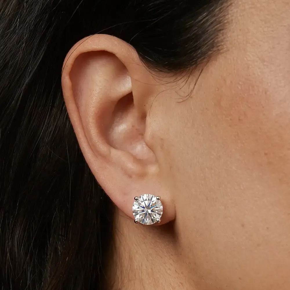Four-Prong Press/Push Back Moissanite Earrings