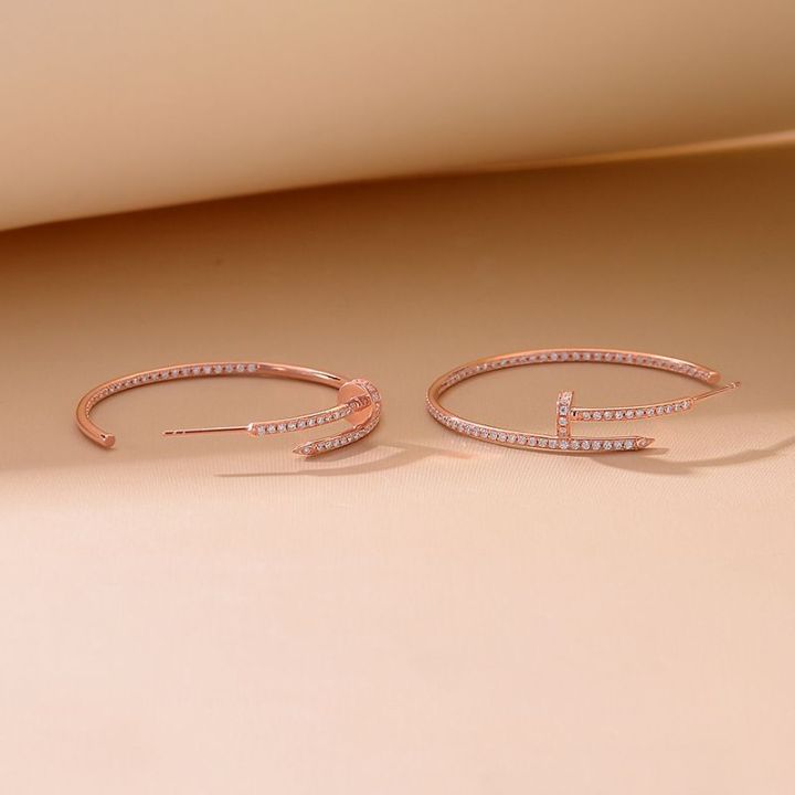 Studded Moissanite Hoop Earrings-VOOGME