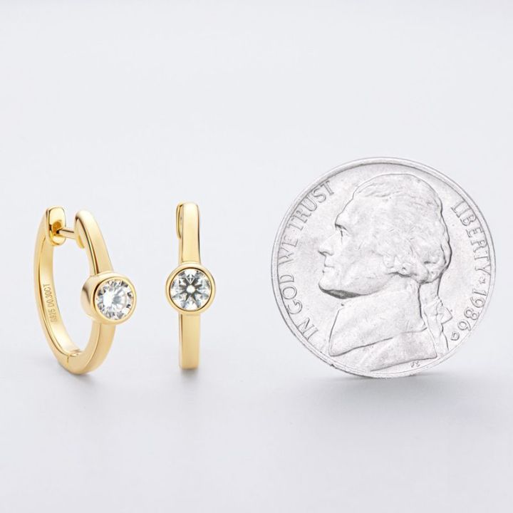 Bezel Moissanite Hoop Earrings-VOOGME