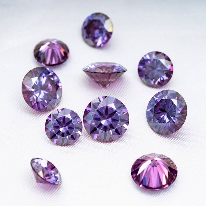 Round Shape Purple Moissanite Loose Stone-VOOGME