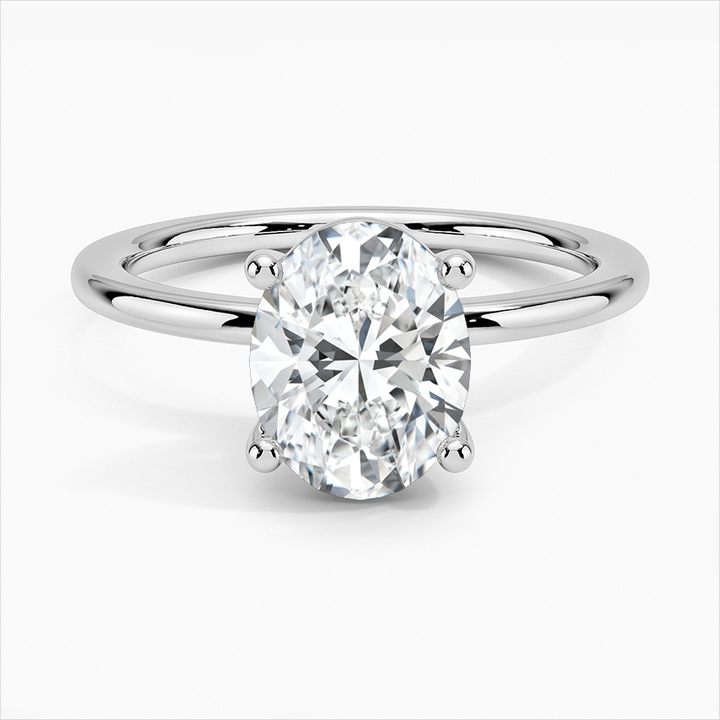 Hidden Pave Oval Moissanite Engagement Ring-VOOGME