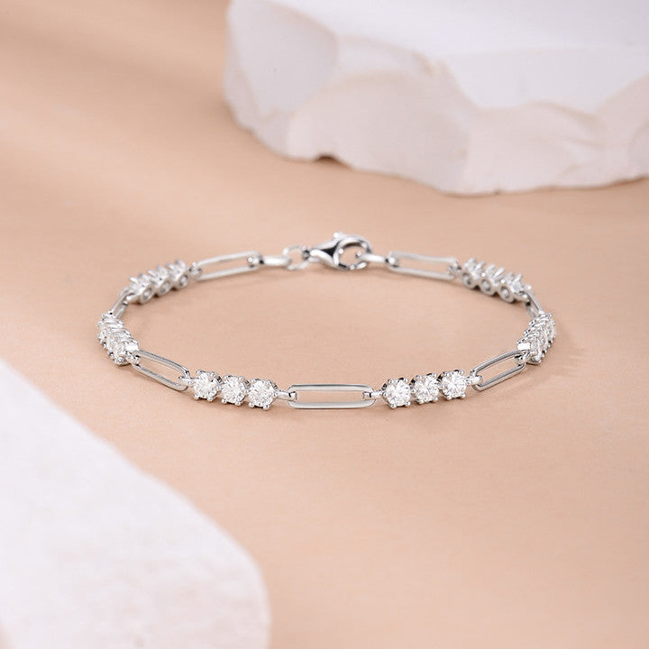 Paperclip Tennis Moissanite Bracelet-VOOGME