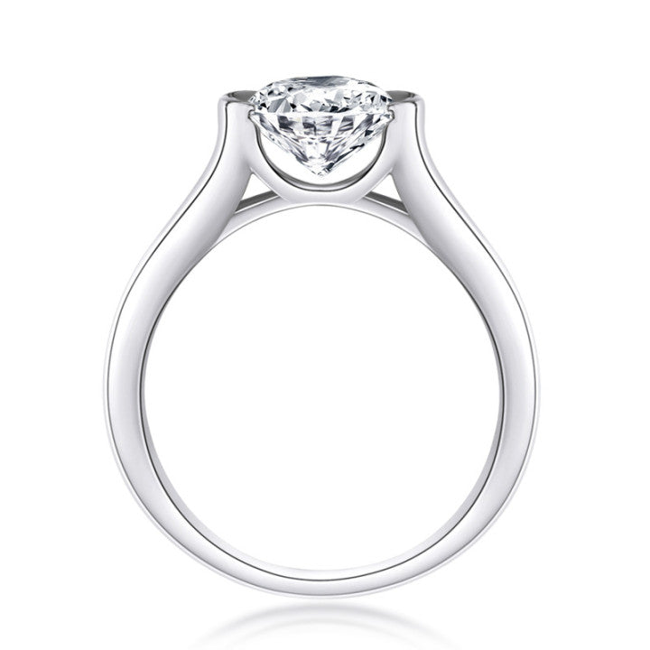 Half Bezel Moissanite Engagement Ring-VOOGME