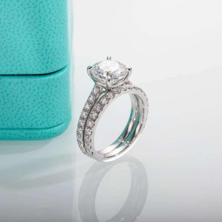Selection Four-Prong Moissanite Bridal Set Rings 3.0 ct-VOOGME