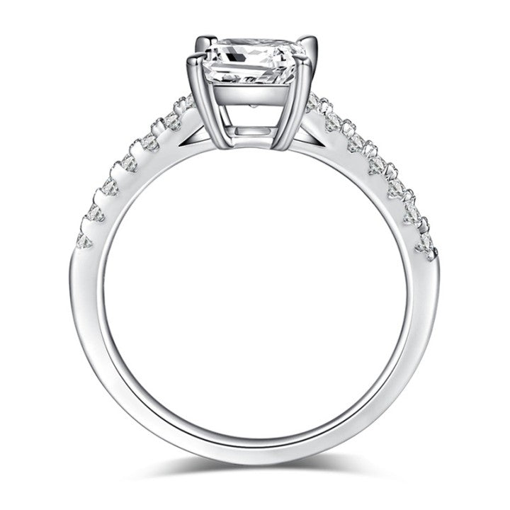 Side-Stone Princess Shape Moissanite Engagement Ring 1.0 ct-VOOGME
