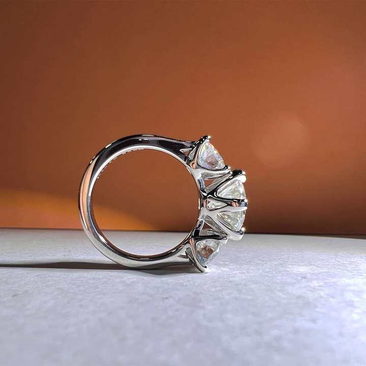 Three Stones Moissanite Engagement Ring-VOOGME