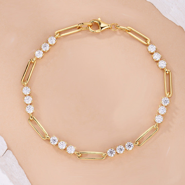 Paperclip Tennis Moissanite Bracelet-VOOGME