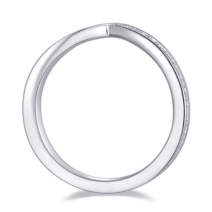 V-Shape Channel Moissanite Wedding Band-VOOGME