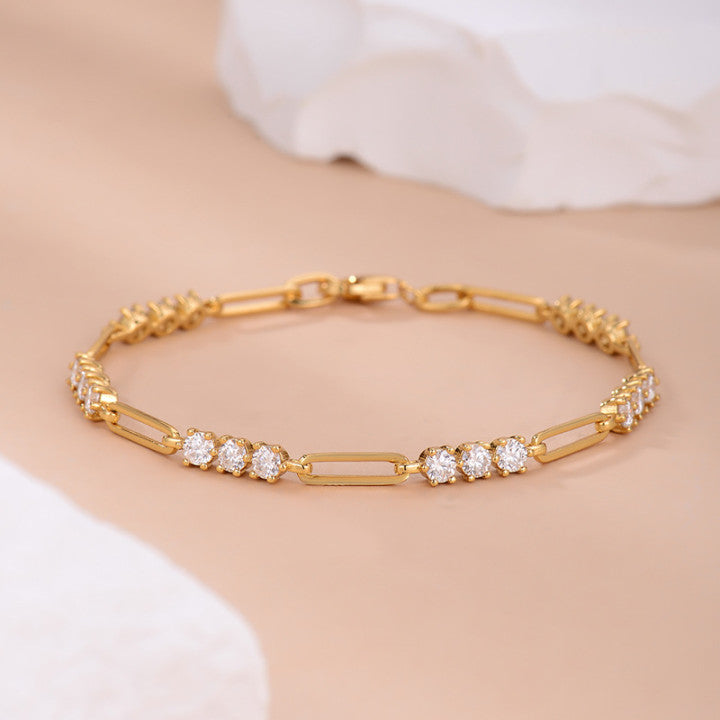 Paperclip Tennis Moissanite Bracelet-VOOGME
