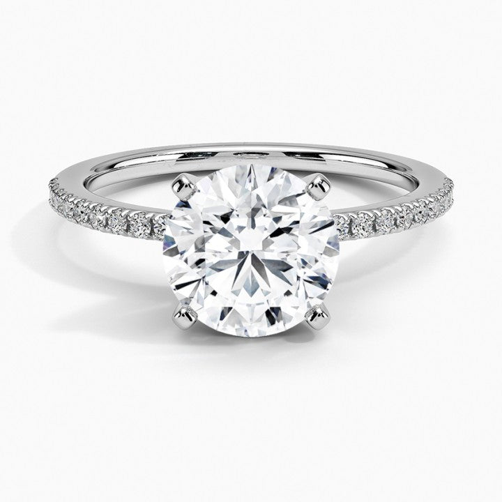 Sidestone Shared Prong Moissanite Engagement Ring-VOOGME