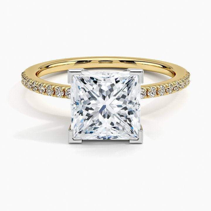 Sidestone Shared Prong Moissanite Engagement Ring-VOOGME