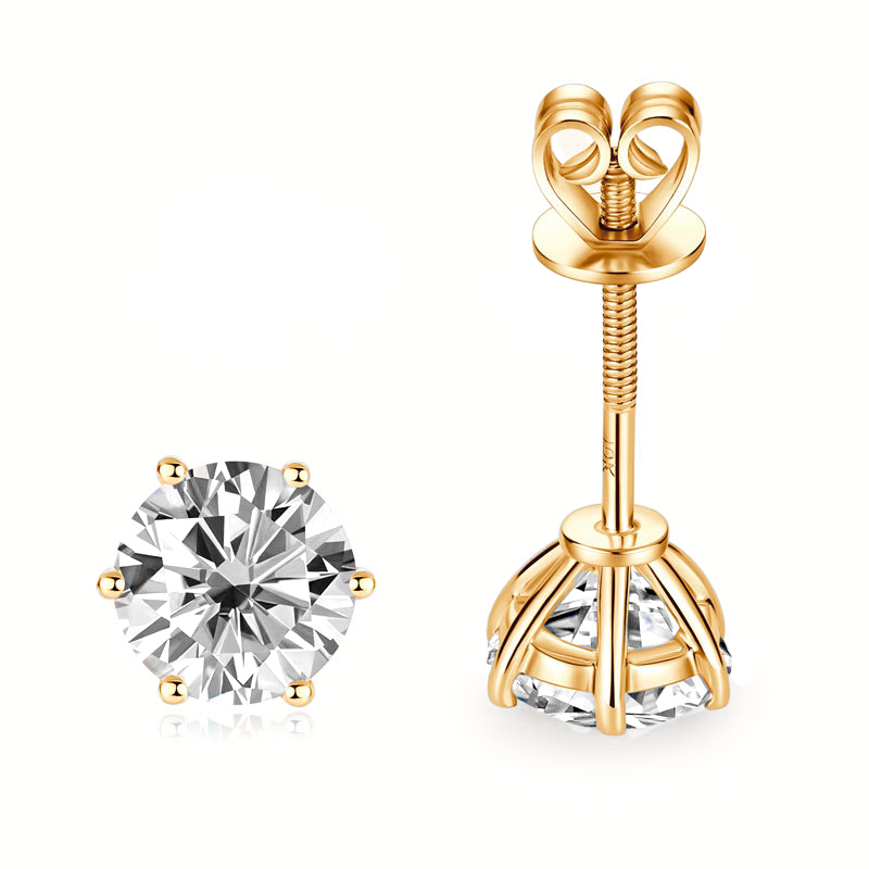10K Gold  Lustre Moissanite Stud Earrings