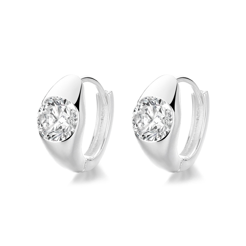 Bezel Round Moissanite Hoop Earrings
