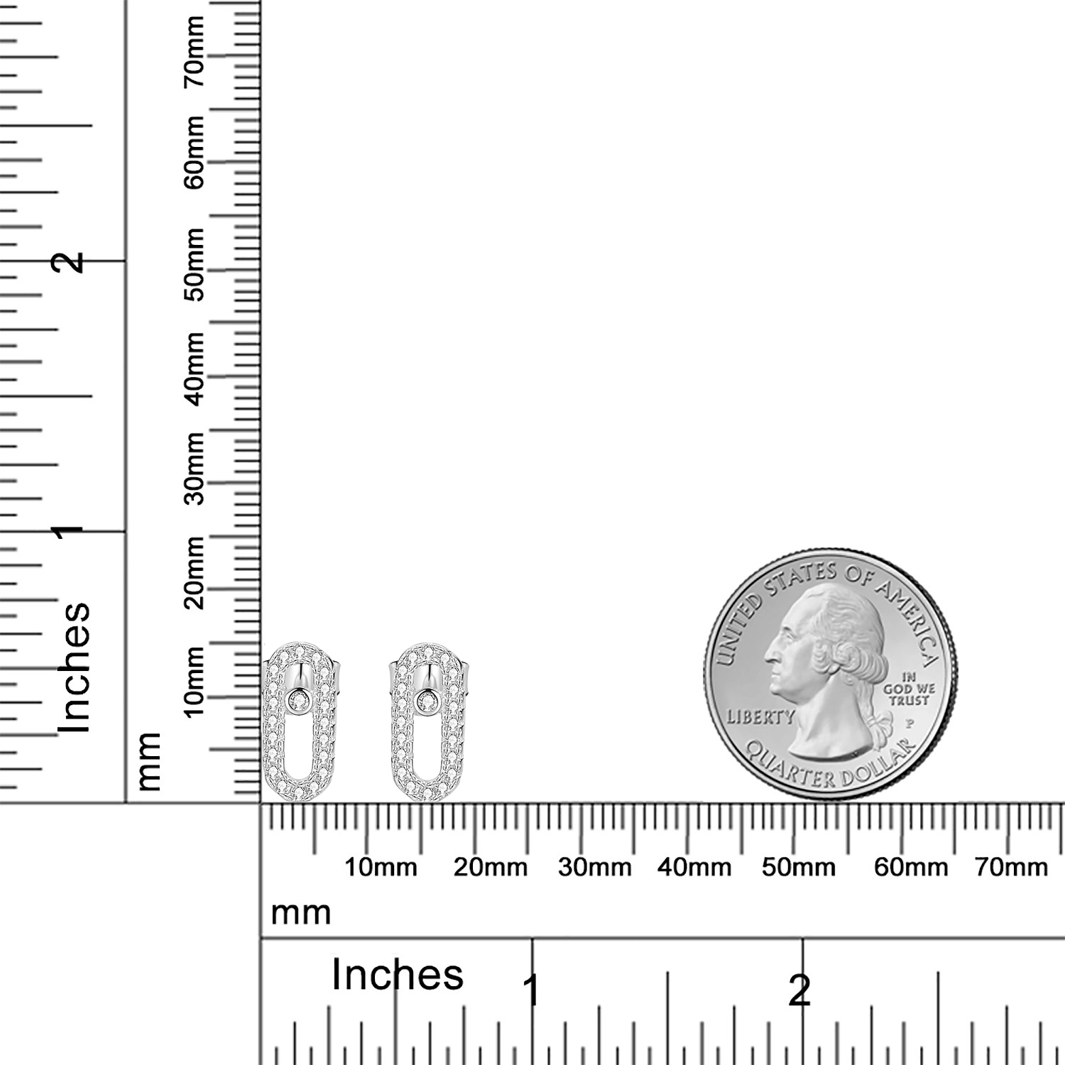 Paperclip Full Pave Moissanite Stud Earrings