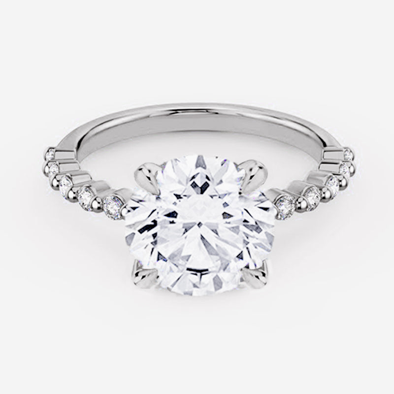 Parcel  Sidestone Moissanite Engagement Ring 3.0 ct-VOOGME