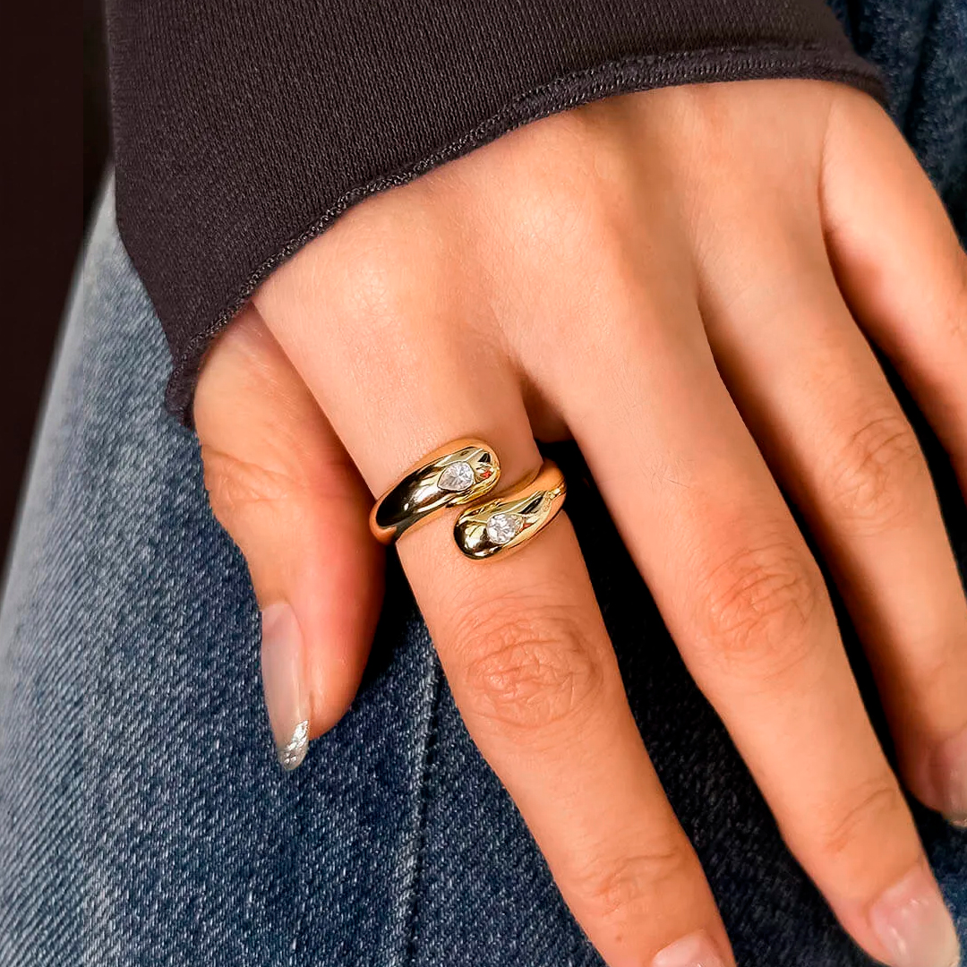 Chunky Pear Moissanite Ring