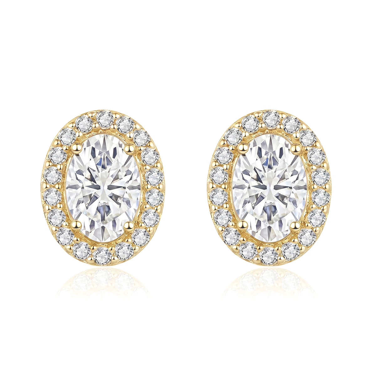 Oval Shape Halo Moissanite Earrings