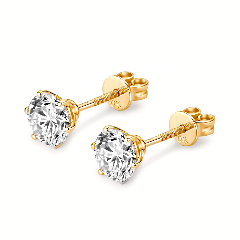 10K Gold  Lustre Moissanite Stud Earrings