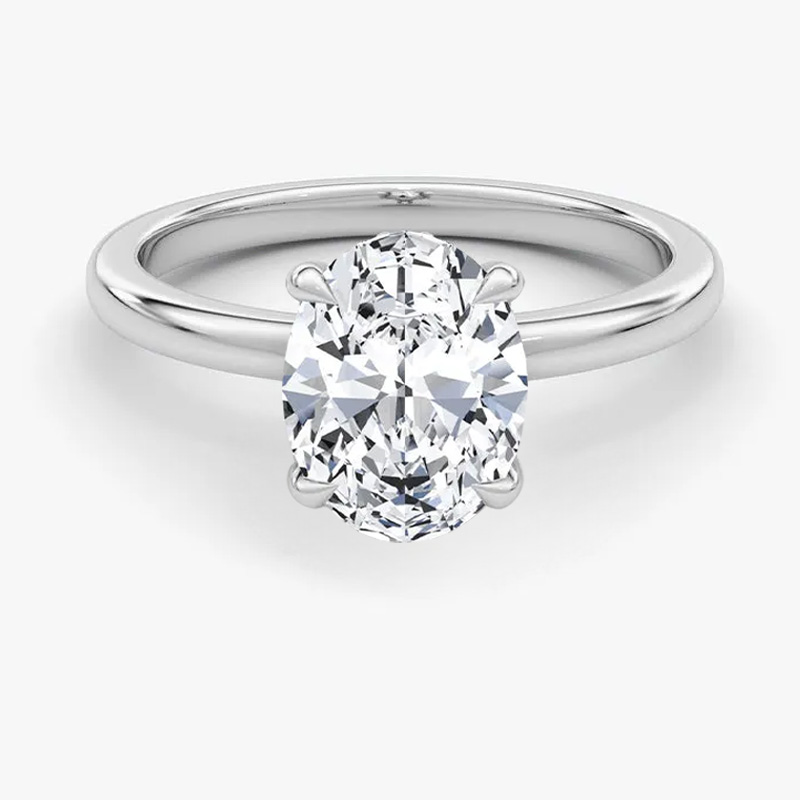 Hidden Halo Moissanite Engagement Ring-VOOGME