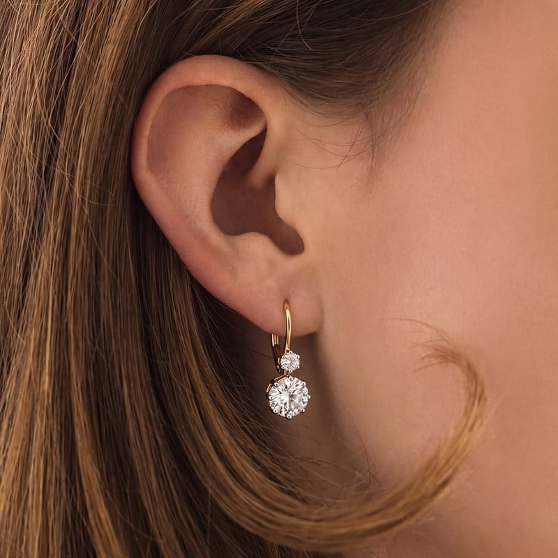 Lilian Duo Moissanite Leverback Earrings