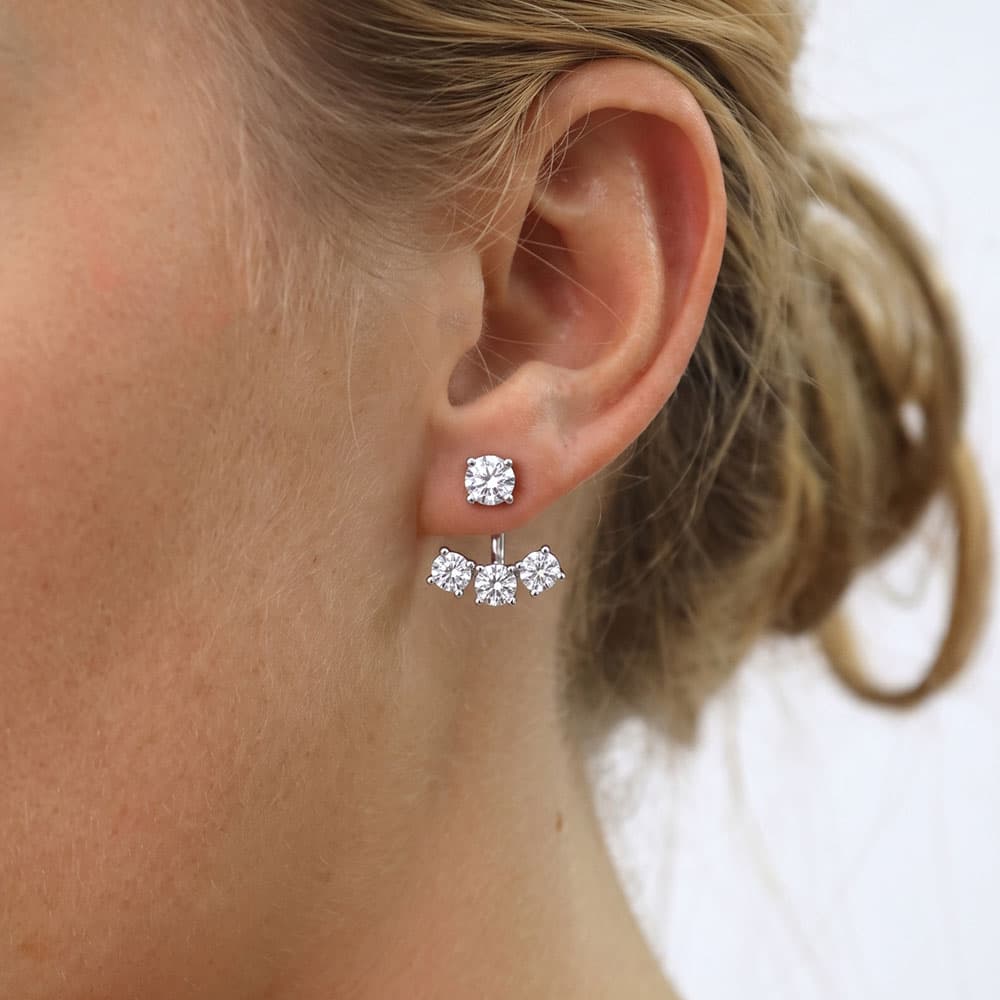 Cluster Round Moissanite Jacket Earrings