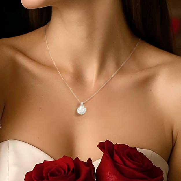 Belle Round Halo Moissanite Necklace