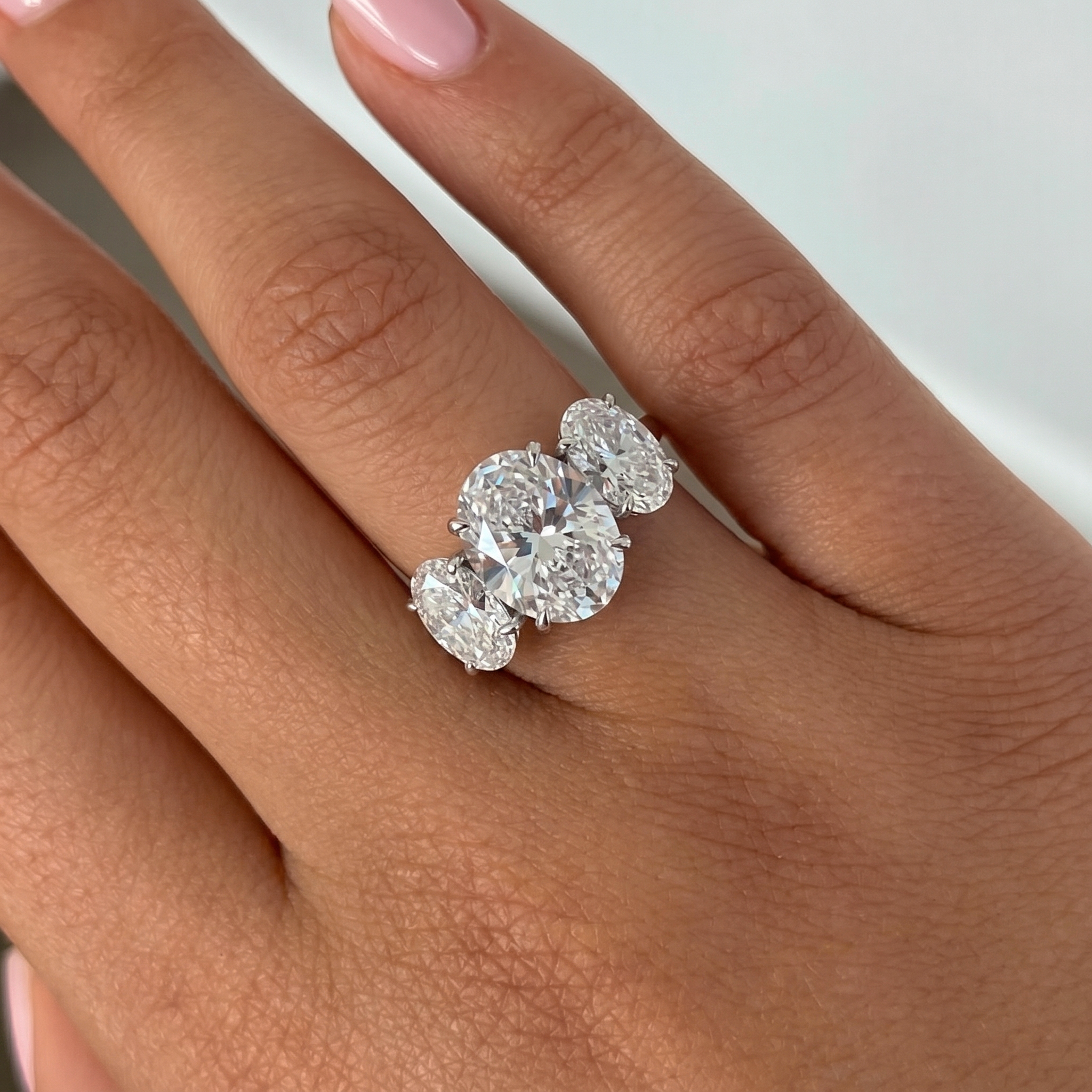 4CT Three-Stone Oval Moissanite Ring
