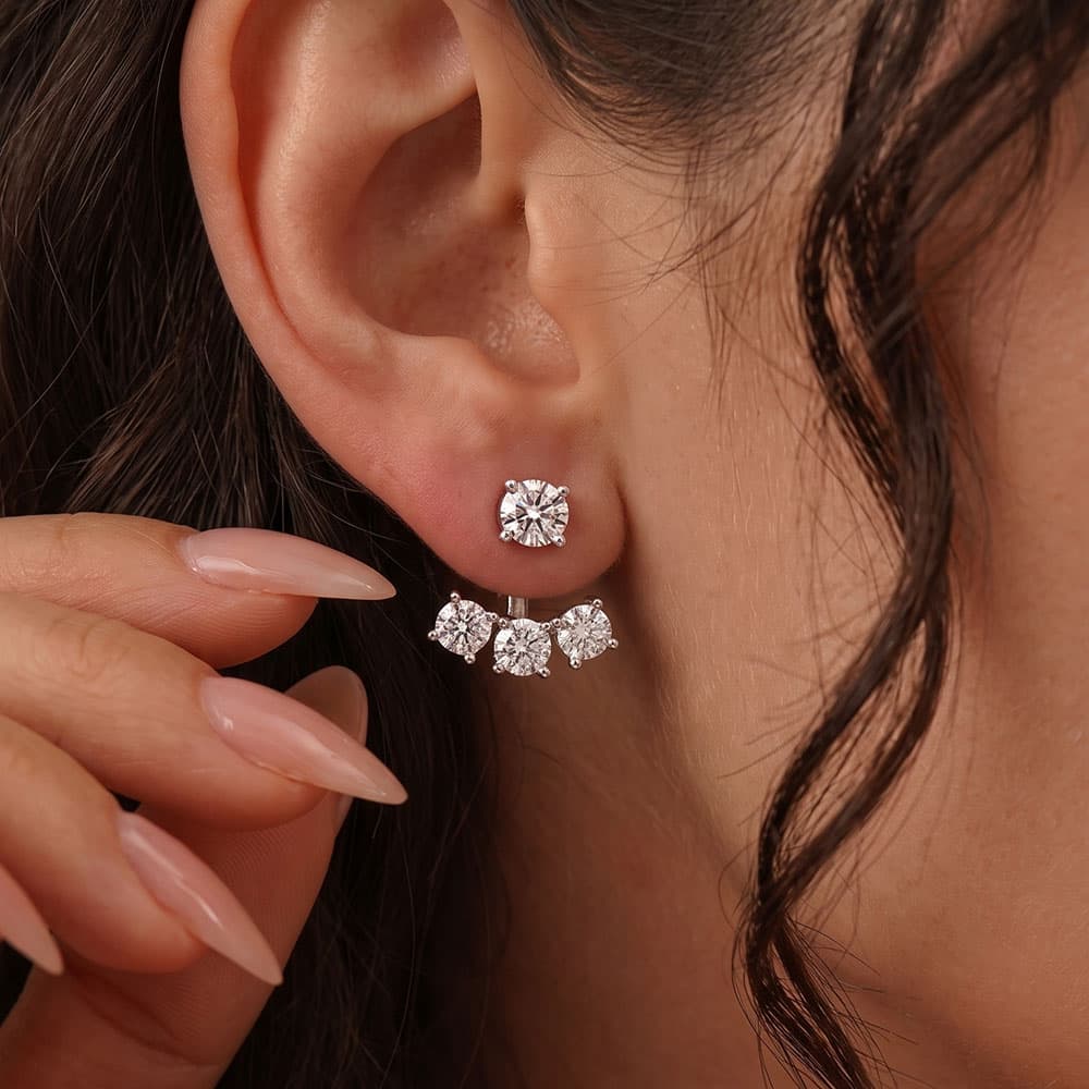 Cluster Round Moissanite Jacket Earrings